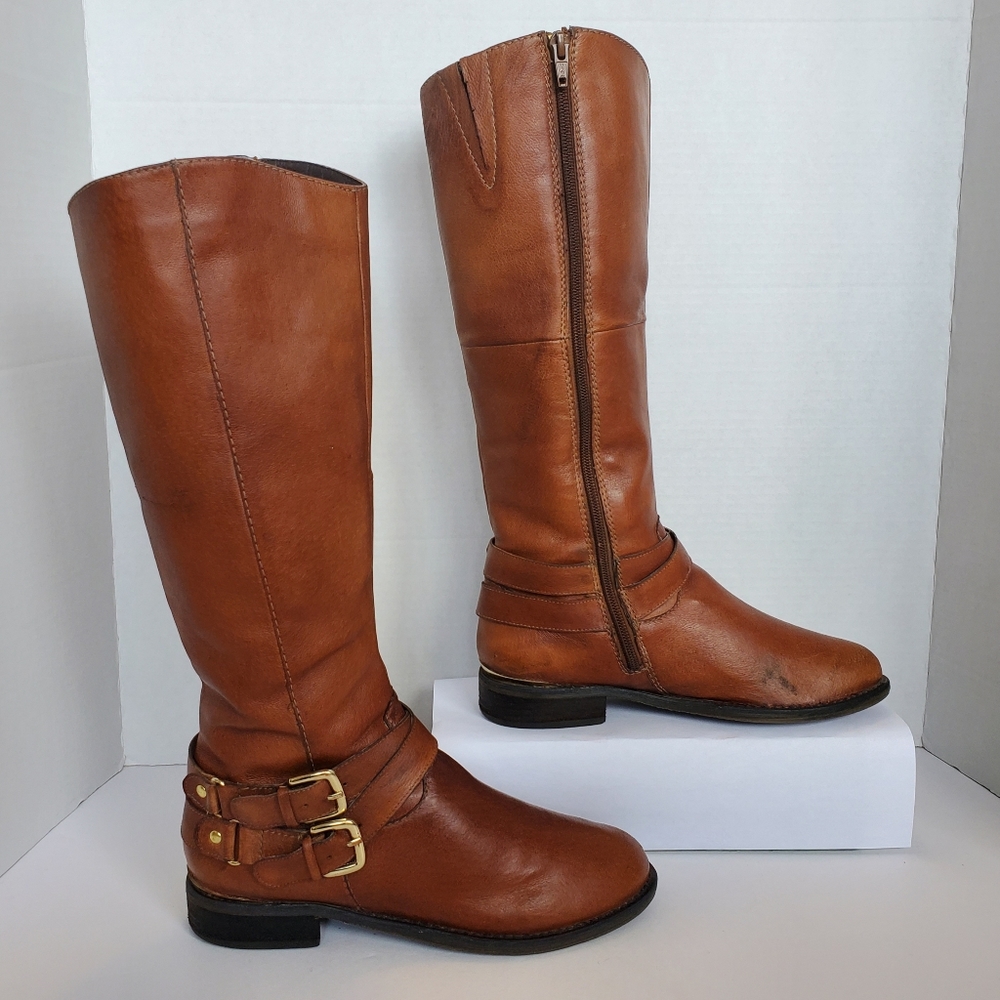 Steve Madden Avilla Brown Leather Riding Boots